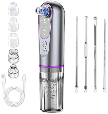 Rimuove i punti neri e rimuove i punti neri con 5 punte di aspirazione e 3 modalità per rimuovere i brufoli, brufoli, grasso