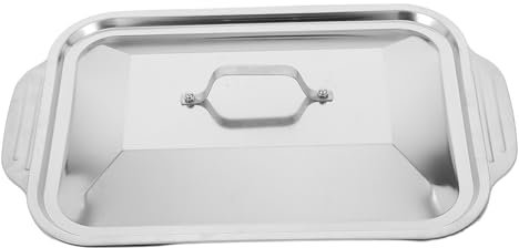 COLLBATH Stainless Steel Deep Roasting Pan Lid Large Rectangular Baking Tray for Fish Meat Oven Family Meals Parties