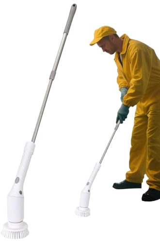 Scopa Elettrica Per Pulizia, Spazzola Rotante A Batteria Per Lavaggio, Attrezzi Pulizia Manico Lungo Con Testine Intercambiabili Per Fughe Bagno Piastrelle Pavimento