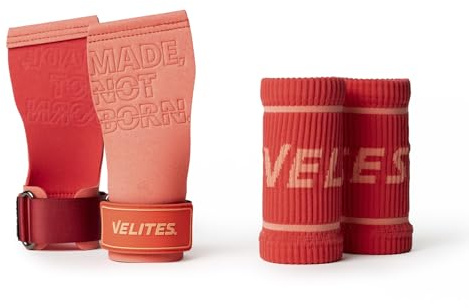 Velites Quad Pro Guanti sportivi con doppio strato di microfibra, 2,9 mm, Corallo, XL, presa sicura con magnesio, con fasce da polso, utilizzo su anelli, barre, pesi e pagaie