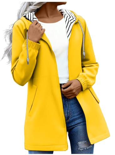 Rain Coats for Women Lightweight Waterproof Jackets with Pockets & Hood Functional Softshell Windbreaker Jacket Outdoor Windproof Coat Ladies Rain Jacket for Walking, Running and Hiking