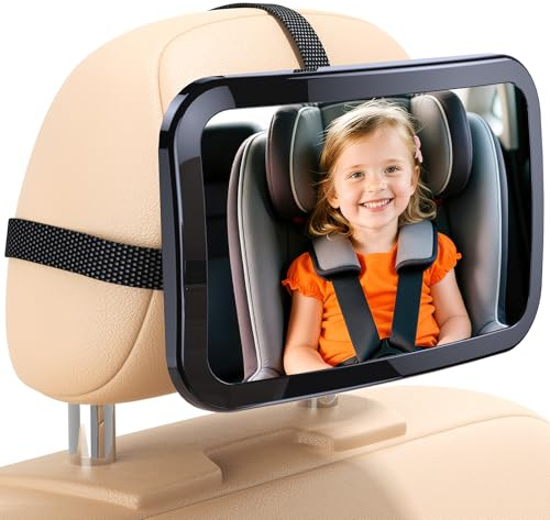 Lantazi Specchietto Retrovisore Bambini,Specchietto Auto Neonato Infrangibile,Girevole E Inclinabile a 360 °specchio Auto Neonato Sedile Posteriore,Specchio Auto,Posteriore Con Cinghie Regolabili