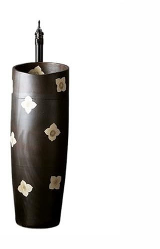 Lavandino su piedistallo Lavandino in ceramica semplice con rubinetto e kit di scarico, lavandino piedistallo for balcone, bagno, cortile