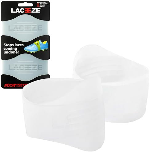 Laceeze Original Bands – As Seen on Dragons' Den – Ribbed Technology – Secure Laces, Prevents Unraveling, Fits Shoe Size C13 – UK 6.5, Translucent, Ideal for Sports Shoes, Football, Rugby