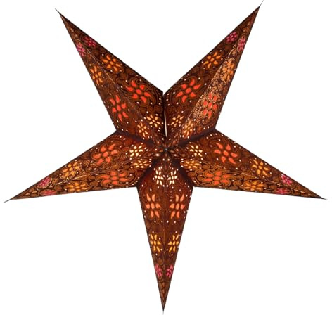 Guru Shop Vikbar adventsbelysning/pappersstjärna/julstjärna, 60 cm – Anubis-brun, stjärna, fönsterdekoration