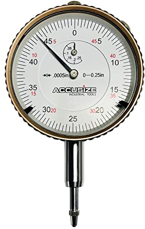 Accusize Industrial Tools Agd2 Style 0-1/4'' by 0.0005'' Dial Indicator with Lug Back, P900-S098