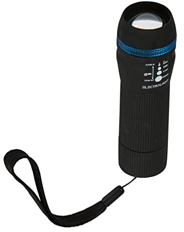 ELECTRALIGHT 65217 Blue Spot 1 W LED Rubberised Zoom Barrel Torch - Black