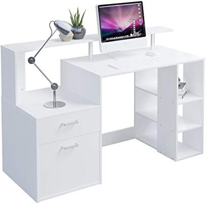 Hadwin Computer Desk for Home,Wood Office Desk with Drawers/Shelves Storage,Home Office Study Table Gaming Desk PC Laptop Workstation.