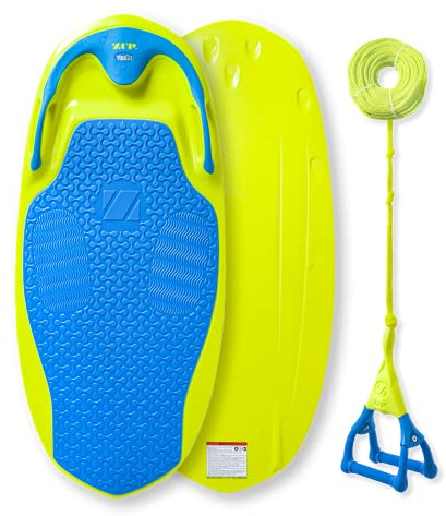 ZUP YouGo Board and Handle Combo with EVA Foam Padding, All-in-One Kneeboard, Wakeboard, Wakeskate, and Wakesurf Board for Kids, Teens, and Adults, 57 x 25 x 5, Yellow