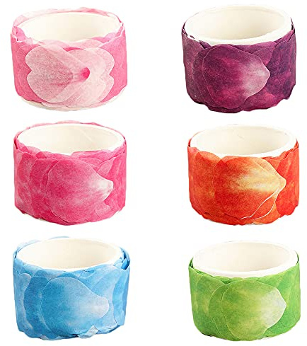 Qanye 6 Rotoli Washi Tape, Petals Adesivi Decorative, Nastro Petali di Fiori, Nastro Washi Fiore, Nastro Carta Petalo, 6 Colori, per Scrapbooking, Artigianato Fai da te e Confezioni Regalo