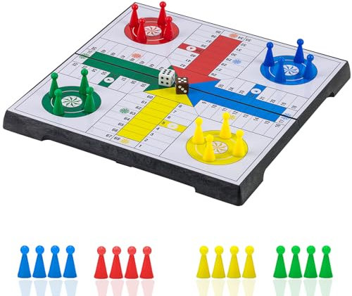 KOKOSUN Ludo - Juego de mesa plegable magnético de 9.8 pulgadas, regalo divertido familiar para niños (esquina redondeada)