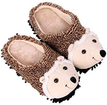 Holibanna Women S Cartoon Hedgehog Fleece Slippers Indoor Winter Slippers Warm Soft Lightweight Non-Slip Sole House Shoes for Girls and Women