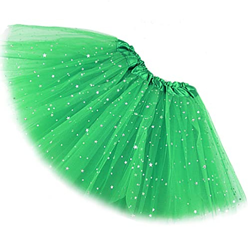 Ugitopi Jupe Tutu en Tulle à 4 Couches élastique pour Femme, Green