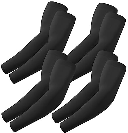 ROXUN 4 Pairs Arm Sleeves, Cooling UV Sun Protection Sports Compression for Men/Women 4 Black