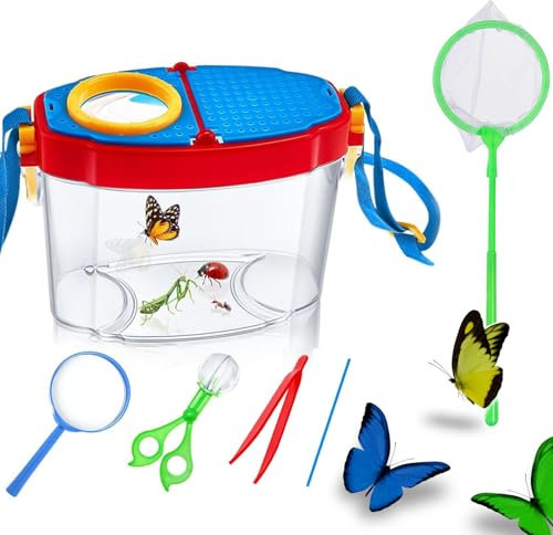 KJSXUUE Insektenbox für Kinder, Insektenglas Mit Lupe, Outdoor Bug Catcher Container, Pädagogisches Erkundungstool für Jungen und Mädchen