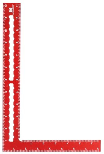 LARMEIL Carpenter Square - 8 x 12 Inch Right Angle Ruler, Laser Scales, Anodized Aluminum, Red