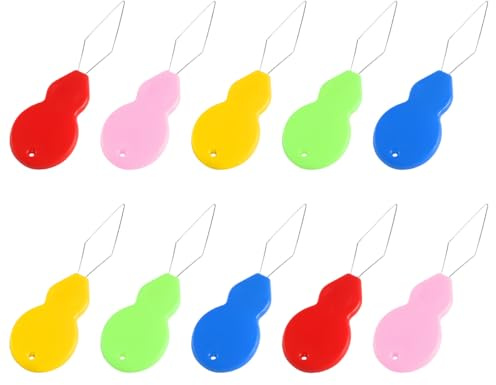 FOMGIIN 10 pcs Needle Threaders Brass Wire Gourd Shaped Plastic Thread Threader Tool Easy to Insert Hand Sewing Needles, Used for Sewing Cross Stitch Machines Mending Clothing Machine (Random Colors)