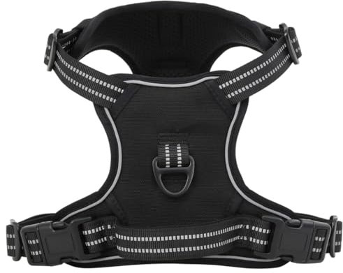 vidaXL Hundegeschirr, Brustgeschirr mit Leine Halsband, Sicherheitsgeschirr Reflektierend Verstellbar, Haustiergeschirr, Schwarz S Polyester