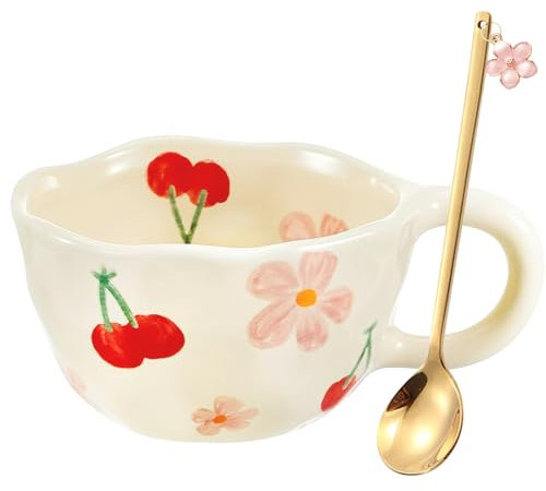 Cute Mug Ceramic Coffee Mug Gifts for Women Aesthetic Flower Autumn Mug Kawaii Valentines Birthday Christmas Mug Gifts for Her Cute Stuff Presents for Women Unique Coffee Cup Latte,Cappuccino,Tea Mug