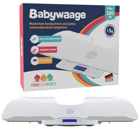 HomeKidsWorld Kombi-Waage Für Babys und Erwachsene: Präzise Waage Für Babys Und Erwachsene, Personenwaage Digital Mit 50g Genauigkeit von 0-180 Kg -, Körperwaage Ideal Für Neugeborene als Babywaage