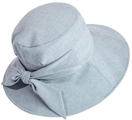 Comhats Sonnenhut Damen Breite Krempe UPF 50+ Faltbar Hellblau L