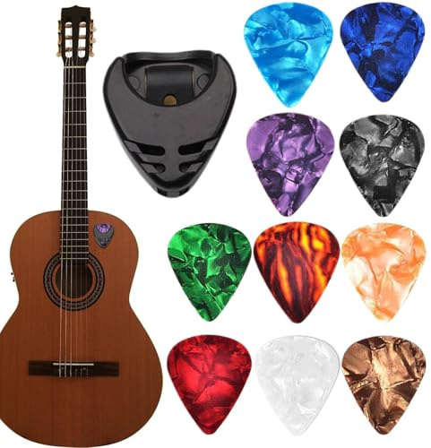 Médiator Guitare | Médiators pour Guitare Électrique | Épaisseur 0,46 mm - Lot de 10 Coloris Variés pour Débutants Classique et Style Fingerpicking - Passionnés de Musique
