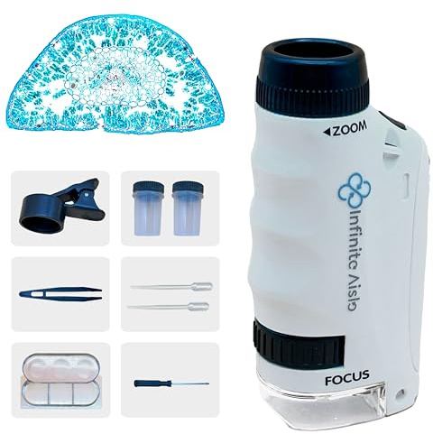 60X-120X Taschenmikroskop mit Handy-Adapter – Tragbares Handmikroskop mit LED, Ideal für Kinder & Erwachsene – Perfekt für Wissenschaft, Bildung & Mikrobiologische Beobachtungen (IAST0002)