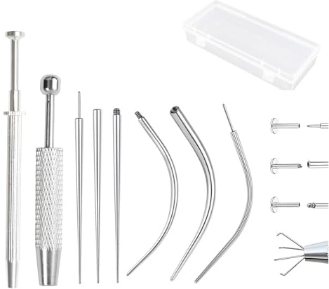 8PCS Professional Piercing Tool Kit – Piercing Ball Grabber & Opener Set, Stainless Steel Jewelry Changing Assistant for Threadless 18G Piercings (Ear, Nose, Navel & Lip)