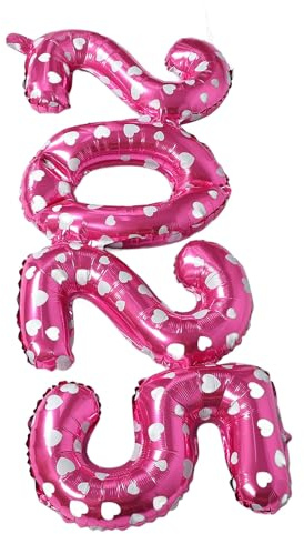 BESPORTBLE Globos de Película de Aluminio Número 2025, 36 Pulgadas, Rosa Impreso, Decoraciones de Año, Fiesta y Eventos, Paquete Combinado para Celebración