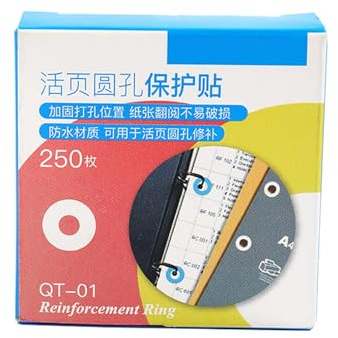 250/100 unidades de anillos de refuerzo de agujeros perforados, etiquetas adhesivas de 15 mm, suministros de encuadernación de oficina