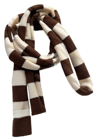 Kashmirscarf， Stickad ullhalsduk for kvinnor, flerfärgad, 170x12 cm(Brown)
