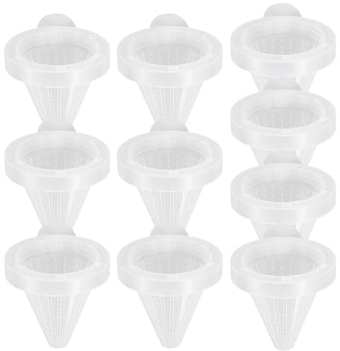 Beaupretty 10pcs Aquarium Red Worm Feeding Cone Cups with Suction Base Fish Tank Feeder for Live Worms and Bloodworms Feeding in Aquatic Pets Tanks Random Color