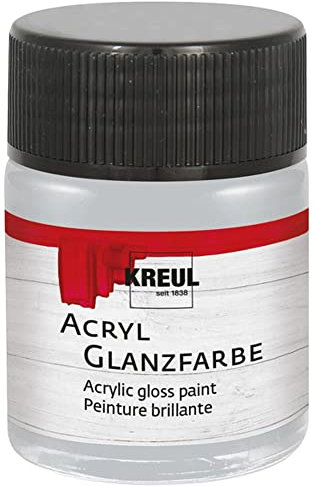 Kreul 79516 - Vernice acrilica Lucida in Vetro da 50 ml Color Argento, Vernice acrilica Liscia per Pittura e Artigianato, a Base d'Acqua, Resistente alla Saliva, a Rapida Essiccazione e Opaca