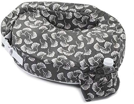 My Brest Friend Coussin d'allaitement Original Ergonomique améliorée, Coussin d'allaitement Essentiel pour Maman et bébé avec Poche latérale Pratique, Double Sangles et Housse, éventails Gris fluides