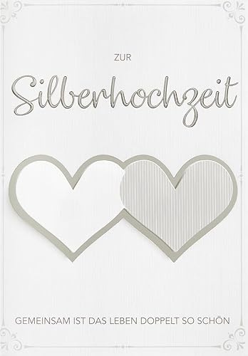 Tarjeta para bodas de plata, estilo de vida, tarjeta de texto, corazón, 11,6 x 16,6 cm