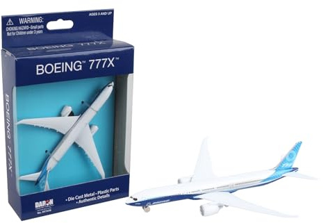 Boeing 777X Commercial Aircraft Corporate Livery White and Blue Diecast Model Airplane by Daron