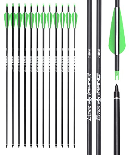 NIKA ARCHERY Carbon Arrows 30 inch Targeting Hunting Arrow with Extra Nocks, Pack of 12