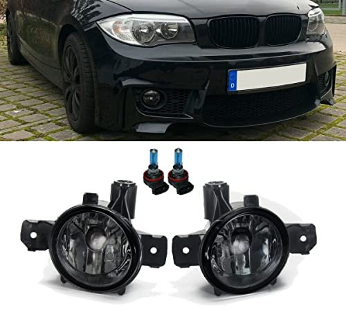DM Autoteile 1913 SET 2x Nebelscheinwerfer Klarglas Smoke Schwarz +H11 kompatibel für BMW 1er E81 E82 E87 E88 X1 E84 X5 E70