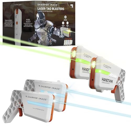Sharper Image Laser Tag Blaster Set – 4-Pack with Lights & Sounds, 110-ft Range, 7 Team Colors, Dual Firing Modes| Indoor & Outdoor Game for Kids Teens Adults| Electronic Toy Gift| No Vests Needed
