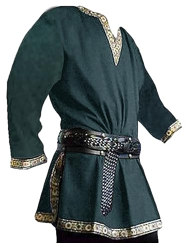 Runcati Medeltida kostym för män renässans pirat halloween viking tunika riddare cosplay krigare LARP skjortor