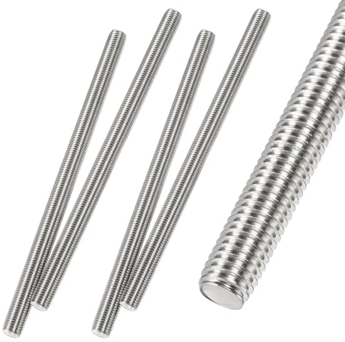 HiPicco Fully Threaded Rod M4 x 80mm 0.7mm Thread Pitch, 4 Pack 304 Stainless Steel Right Hand Threaded Rods Bar Studs for Furniture Machinery Assembly