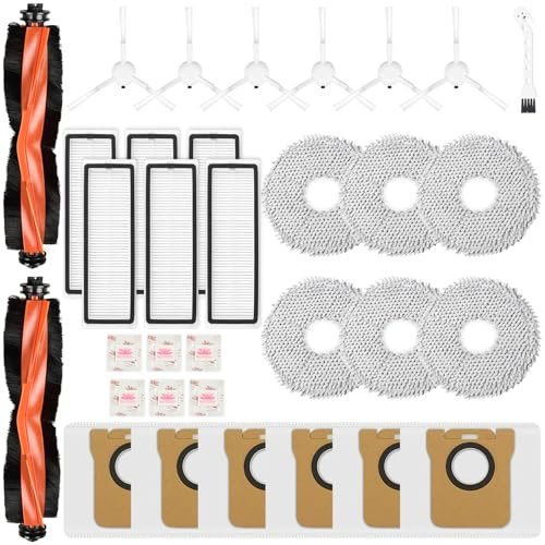 Bpbdzz 33-teiliges Zubehör für Xiaomi X20+/X10+/X10 PLUS/X20 Plus& für Dreame L10s Ultra Gen 2 | L10s Pro Ultra | 2 Hauptbürsten, 6 Staubbeutel, 6 Wischpad, 6 Seitenbürsten, 6 Filter