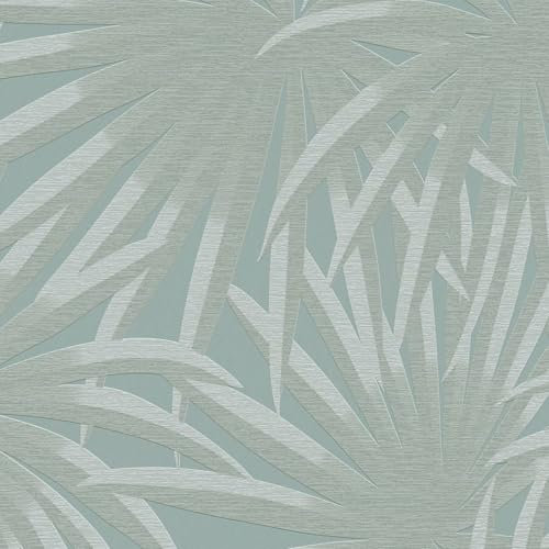 Profhome Papier peint floral 393384-GU papier peint intissé (TNT) bleu menthe 0,53 m x 10,05 m / 5,33 m2