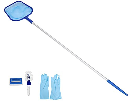 ZJchao Supplies de Piscine Kit de Nettoyage de Piscine 62.8 Pouces de Feuilles Net avec Brosse à éponge et en Caoutchouc pour Bacs à Remous étals Spas étangs Aquariums