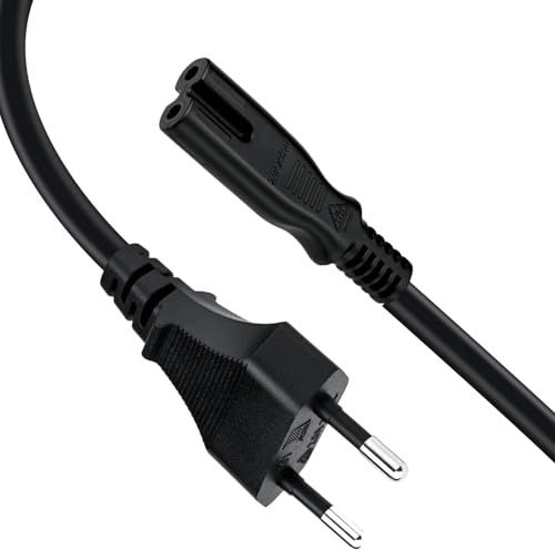 Wigearss Câble d'alimentation EU Plug C7 Bipolaire 2 Câble pour PS5 / PS4 / PS3 / Xbox Série X/S, Xbox One X/S, 1.5m, Noir