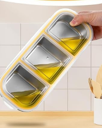 Kievano Fiambrera de acero inoxidable con 3 compartimentos, fiambrera a prueba de fugas con tapa, apta para lavavajillas, caja bento para niños, escuela, trabajo y camping, caja de aperitivos de acero