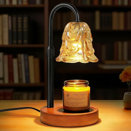 Siyecioa Lampada Scalda Candela, Vintage Candle Warmer Lamp con Timer e Dimmer, Altezza Regolabile, per Candele Profumate in Vetro, Casa, Camera da Letto, Decorazione, con 2 Lampadine (B)