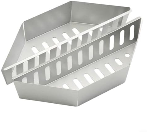 Paquete de 2 cestas de carbón chapado en zinc para asar y asar al aire libre, plata 38,5 x 11 x 7,5 cm, ideal para camping, portón trasero y cocina en el patio trasero