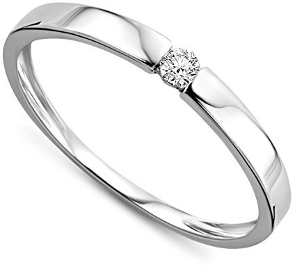 OROVI Ring für Damen Verlobungsring Gold Solitärring Diamantring 9 Karat (375) Brillianten 0.05ct Weißgold oder GelbGold Ring mit Diamanten