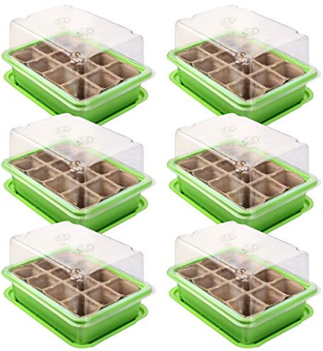 Schramm® 6 Stück Anzucht Set Gewächshaus Anzucht Schale Töpfe Zimmergewächshaus 20,5 x 15,5 x 11 cm für 72 Anzuchttöpfe Anzuchtset Mini-Gewächshaus